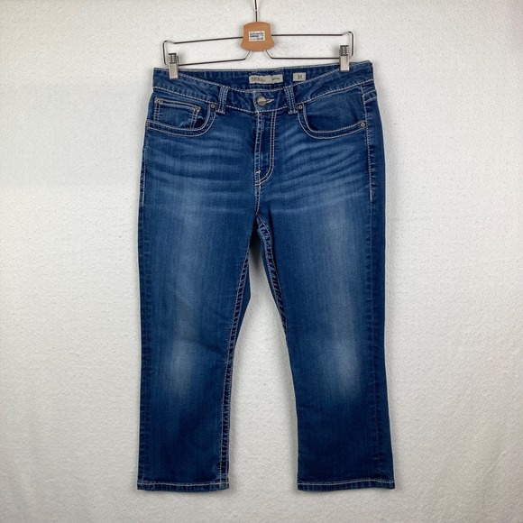 Buckle BKE Denim - Buckle BKE Denim Harper Mid Rise Dark Wash Size 31 Embroidered Blue Jeans